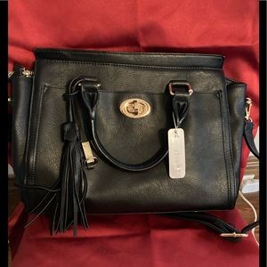 NWT Charming Charlie large black satchel purse